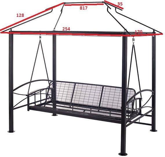 Тент на садовые качели и беседки A31/A32/A34 АМС 255*171 см бордовый Удачная мебель - Дачная мебель
