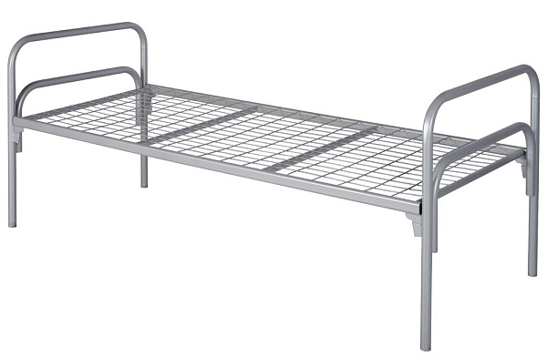 кровать металлическая односпальная серая «саша»