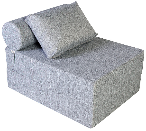 Кресло-кровать трансформер бескаркасное &amp;quot;Валентина&amp;quot; 75х100х65 см с валиком серый