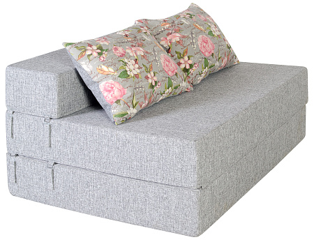 Диван-кровать трансформер бескаркасный &quot;Валентина&quot; 140х100х60 см серый/розовый