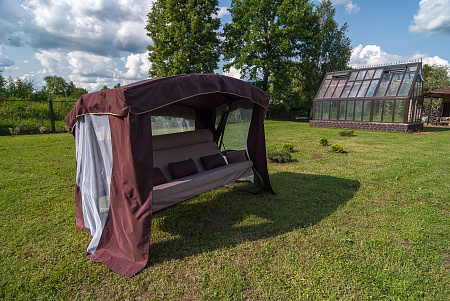 Тент на садовые качели Брауни A43 АМС 239*140 см коричневый Удачная мебель - Дачная мебель
