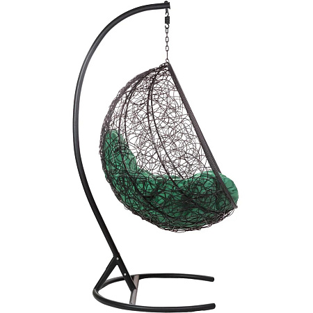 подвесное кресло «kokos» зеленая подушка черное основание