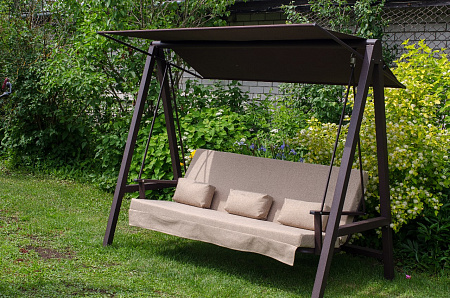качели садовые «альфа» антрацит бежевый удачная мебель - даметекс