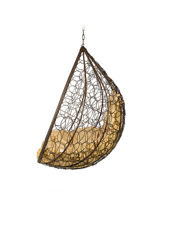 подвесное кресло «tropica» бежевая подушка коричневое основание