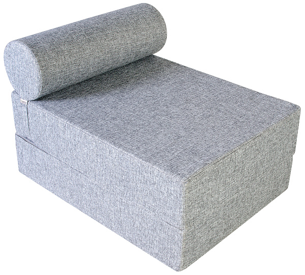 Кресло-кровать трансформер бескаркасное &amp;quot;Валентина&amp;quot; 75х100х65 см с валиком серый