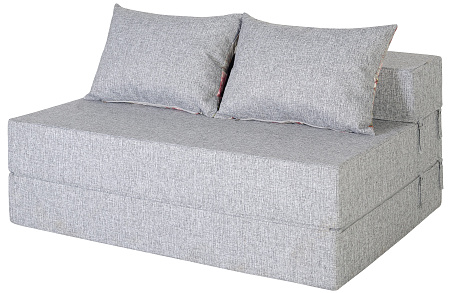 Диван-кровать трансформер бескаркасный &quot;Валентина&quot; 140х100х60 см серый/розовый