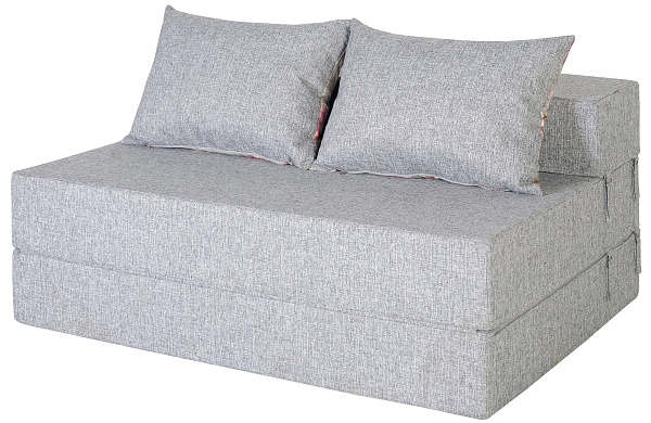 Диван-кровать трансформер бескаркасный &amp;quot;Валентина&amp;quot; 140х100х60 см серый/розовый