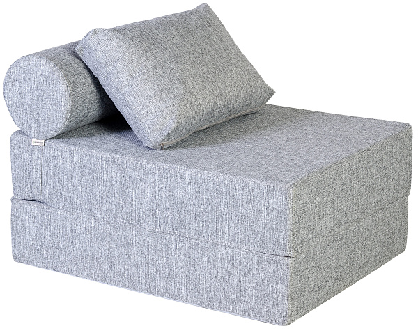 Кресло-кровать трансформер бескаркасное &amp;quot;Валентина&amp;quot; 75х100х65 см с валиком серый
