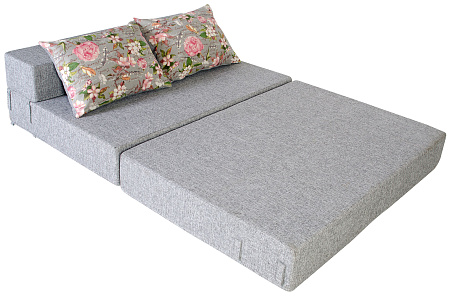 Диван-кровать трансформер бескаркасный &quot;Валентина&quot; 140х100х60 см серый/розовый