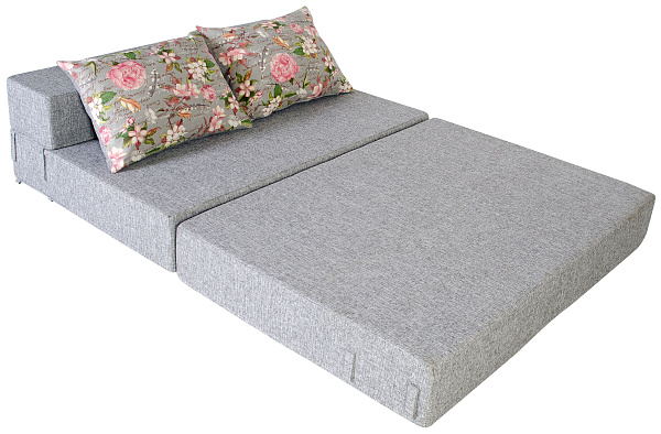 Диван-кровать трансформер бескаркасный &amp;quot;Валентина&amp;quot; 140х100х60 см серый/розовый