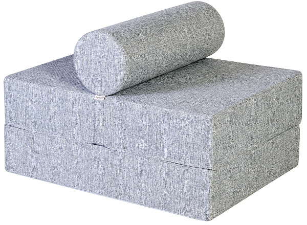 Кресло-кровать трансформер бескаркасное &amp;quot;Валентина&amp;quot; 75х100х65 см с валиком серый