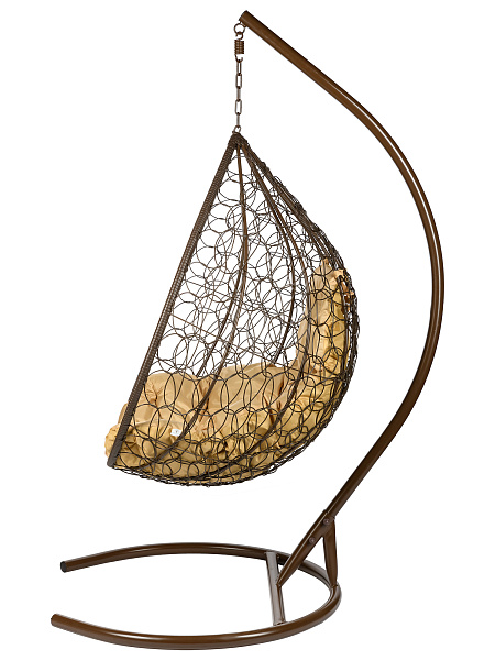 подвесное кресло «tropica» бежевая подушка коричневое основание
