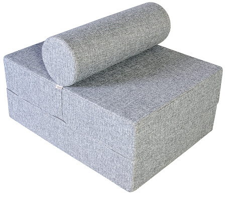 Кресло-кровать трансформер бескаркасное &quot;Валентина&quot; 75х100х65 см с валиком серый