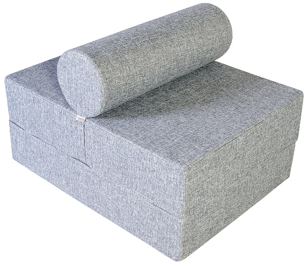 Кресло-кровать трансформер бескаркасное &amp;quot;Валентина&amp;quot; 75х100х65 см с валиком серый