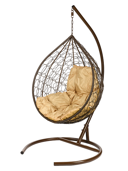 подвесное кресло «tropica» бежевая подушка коричневое основание