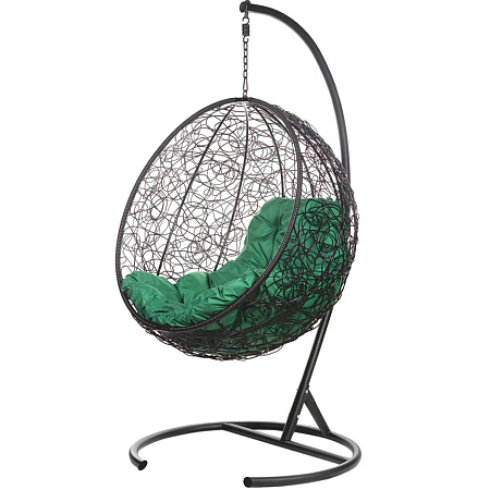 подвесное кресло «kokos» зеленая подушка черное основание