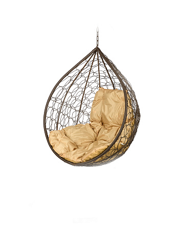 подвесное кресло «tropica» бежевая подушка коричневое основание