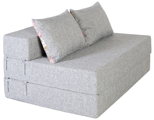 Диван-кровать трансформер бескаркасный &amp;quot;Валентина&amp;quot; 140х100х60 см серый/розовый