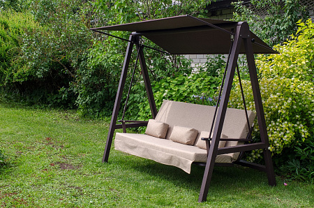 качели садовые «альфа» антрацит бежевый удачная мебель - даметекс