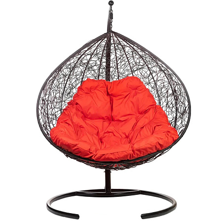 подвесное кресло двухместное «gemini» красная подушка черное основание