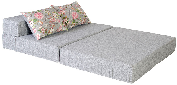 Диван-кровать трансформер бескаркасный &amp;quot;Валентина&amp;quot; 140х100х60 см серый/розовый