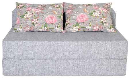 Диван-кровать трансформер бескаркасный &quot;Валентина&quot; 140х100х60 см серый/розовый