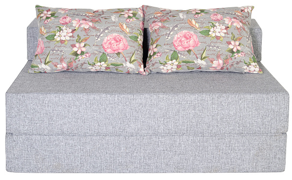 Диван-кровать трансформер бескаркасный &amp;quot;Валентина&amp;quot; 140х100х60 см серый/розовый