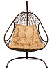 подвесное кресло двухместное «primavera» бежевая подушка коричневое основание