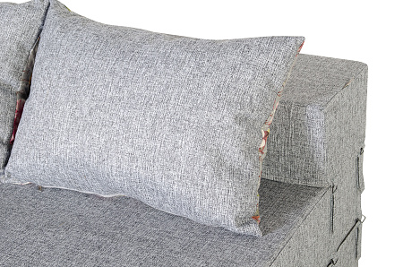 Диван-кровать трансформер бескаркасный &quot;Валентина&quot; 140х100х60 см серый/розовый