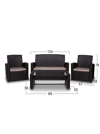 набор садовой мебели «кипр» коричневый удачная мебель